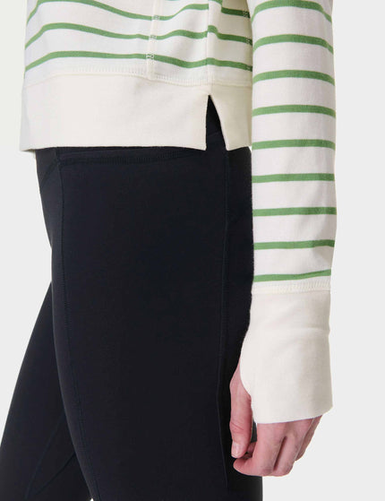 Sweaty Betty After Class Crop Sweatshirt - Lilywhite Green Stripeimages4- The Sports Edit