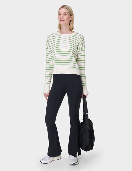 Sweaty Betty After Class Crop Sweatshirt - Lilywhite Green Stripeimages5- The Sports Edit