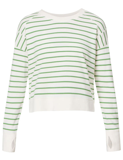 Sweaty Betty After Class Crop Sweatshirt - Lilywhite Green Stripeimages6- The Sports Edit