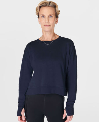 After Class Crop Sweatshirt - Navy Blue