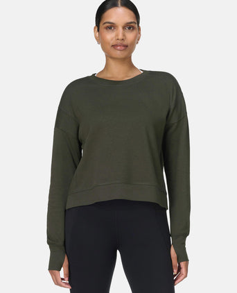 After Class Crop Sweatshirt - Nori Green