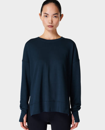 After Class Longline Sweatshirt - Navy Blue