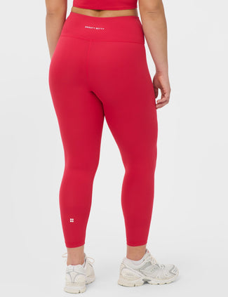 All Day 7/8 Wrap Waist Leggings - Crimson Red