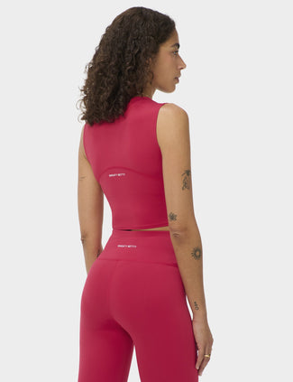 All Day Cropped Wrap Tank - Crimson Red