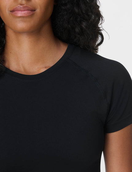 Sweaty Betty Athlete Crop Seamless Workout T-Shirt - Blackimages3- The Sports Edit