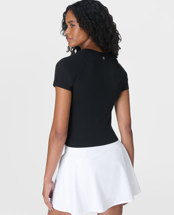 Athlete Crop Seamless Workout T-Shirt - Black