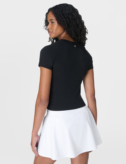 Sweaty Betty Athlete Crop Seamless Workout T-Shirt - Blackimages2- The Sports Edit