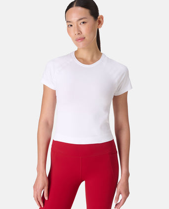 Athlete Crop Seamless Workout T-Shirt - White