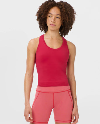 Athlete Crop Seamless Workout Vest - Crimson Red