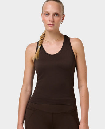 Athlete Crop Seamless Workout Vest - Espresso Brown