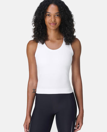 Athlete Crop Seamless Workout Vest - White