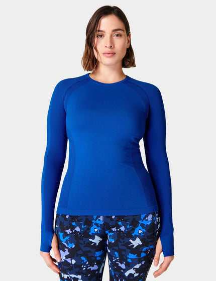 Sweaty Betty Athlete Seamless Gym Long Sleeve Top - Lightning Blueimages1- The Sports Edit