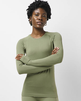 Athlete Textured Stripe Long Sleeve Top - Bracken Green