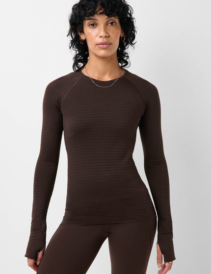 Sweaty Betty Athlete Textured Stripe Long Sleeve Top - Espresso Brownimages1- The Sports Edit