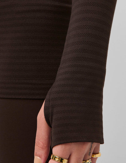 Sweaty Betty Athlete Textured Stripe Long Sleeve Top - Espresso Brownimages3- The Sports Edit