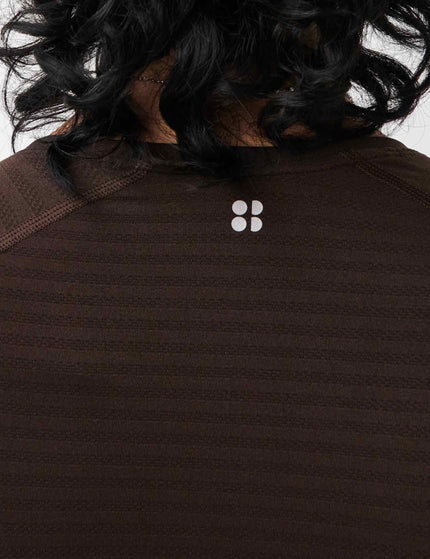 Sweaty Betty Athlete Textured Stripe Long Sleeve Top - Espresso Brownimages4- The Sports Edit