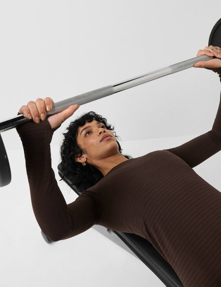 Sweaty Betty Athlete Textured Stripe Long Sleeve Top - Espresso Brownimages5- The Sports Edit