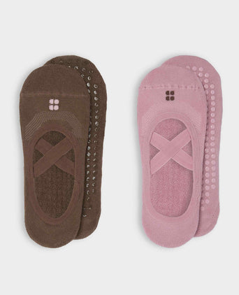 Ballet Gripper Socks 2 Pack - Deco Pink/Chestnut Brown