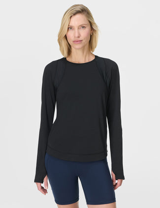 Breathe Easy Mesh Long Sleeve Top - Black