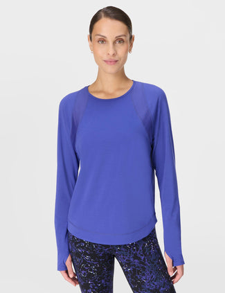 Breathe Easy Mesh Long Sleeve Top - Rich Blue