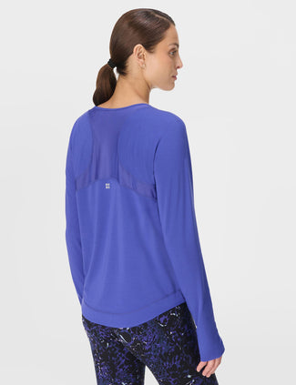 Breathe Easy Mesh Long Sleeve Top - Rich Blue