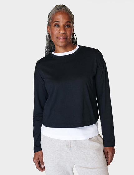 Sweaty Betty Essential Crop Long Sleeve T-Shirt - Blackimages1- The Sports Edit