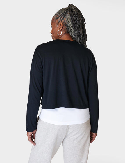 Sweaty Betty Essential Crop Long Sleeve T-Shirt - Blackimages2- The Sports Edit