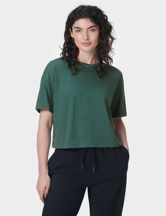 Essential Short Sleeve Crop T-Shirt - Glade Green