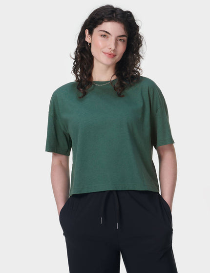 Sweaty Betty Essential Short Sleeve Crop T-Shirt - Glade Greenimages4- The Sports Edit