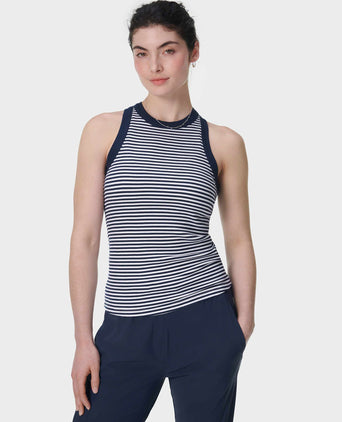 Harper Racer Vest - Navy White Stripe