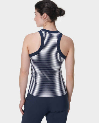 Harper Racer Vest - Navy White Stripe