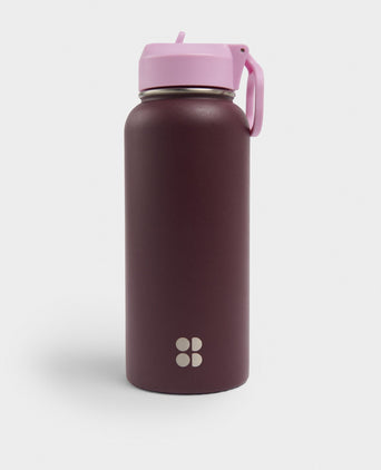 Keep It Chill Straw Water Bottle 950ml - Malbec Red/Lilac Pink