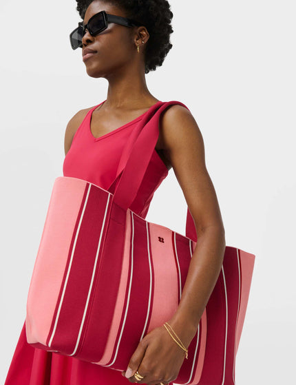 Sweaty Betty Knitted Stripe Bag - Melrose Pink/Crimson Red Stripeimages6- The Sports Edit