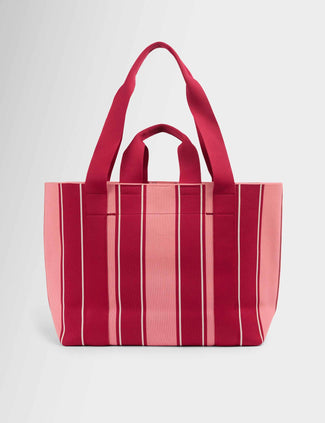 Knitted Stripe Bag - Melrose Pink/Crimson Red Stripe