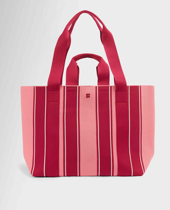 Knitted Stripe Bag - Melrose Pink/Crimson Red Stripe