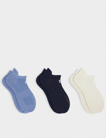 Sweaty Betty Lightweight Trainer Socks 3 Pack - Faded Blue/French Navy/Creamimages1- The Sports Edit