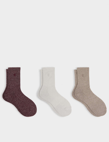 Sweaty Betty Lurex Crew Socks 3 Pack - Taupe Beige/Malbec Red/Lily Whiteimages1- The Sports Edit