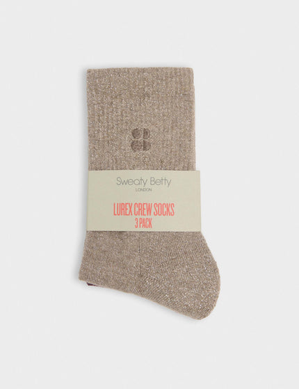 Sweaty Betty Lurex Crew Socks 3 Pack - Taupe Beige/Malbec Red/Lily Whiteimages2- The Sports Edit
