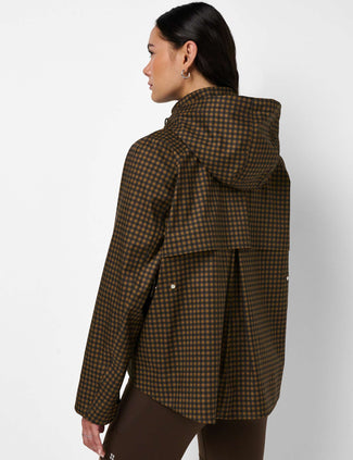 Motion Waterproof Cropped Parka - Brown Mini Check Print