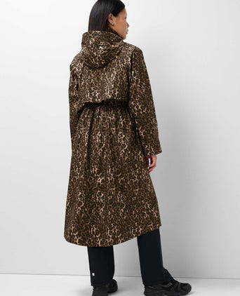 Motion Waterproof Longline Parka - Brown Ink Leopard Print