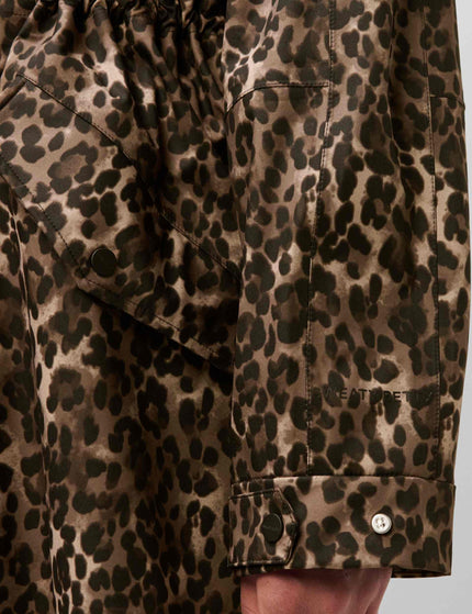 Sweaty Betty Motion Waterproof Longline Parka - Brown Ink Leopard Printimages5- The Sports Edit