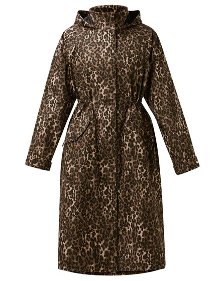 Sweaty Betty Motion Waterproof Longline Parka - Brown Ink Leopard Printimages7- The Sports Edit