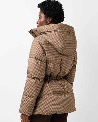 Nimbus Cinched Puffer - Beige Micro Check Print