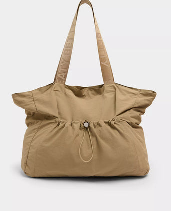 Nylon Ruched Tote Bag - Strata Beige
