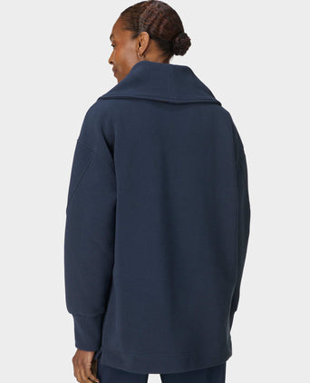Peaceful Rib Half Zip Sweatshirt - Navy Blue