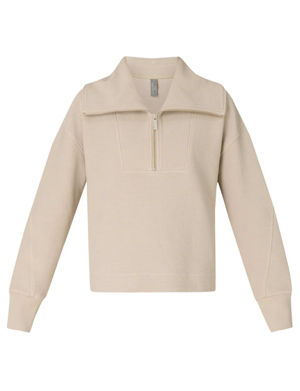 Sweaty Betty Peaceful Ribbed Half Zip Cropped Sweatshirt - Dusk Beigeimages7- The Sports Edit