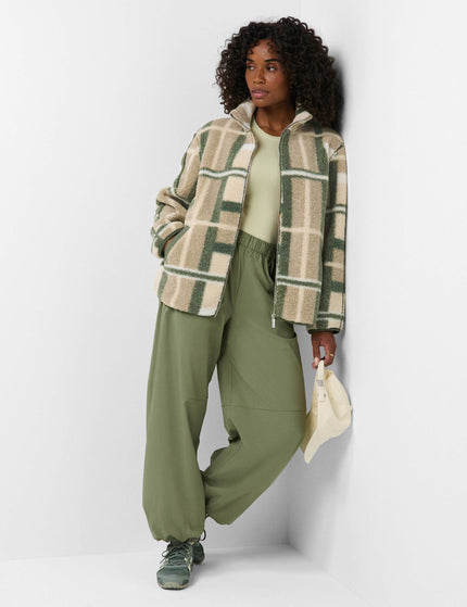 Sweaty Betty Plush Fleece Contrast Zip Up - Beige Macro SB Check Printimages5- The Sports Edit