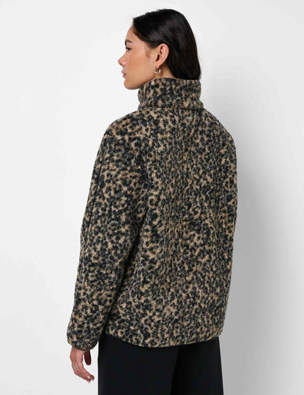 Sweaty Betty Plush Fleece Contrast Zip Up - Brown Ink Leopard Printimages2- The Sports Edit