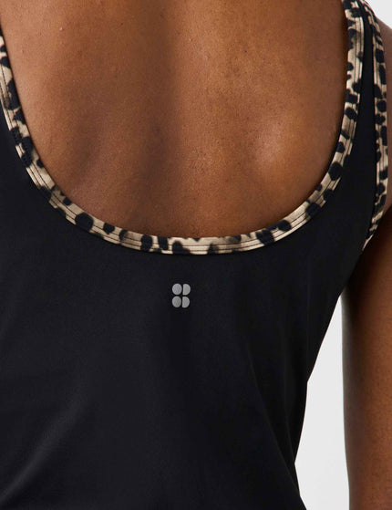 Sweaty Betty Power Contrast Binding Tank - Black Brown Ink Leopard Printimages4- The Sports Edit