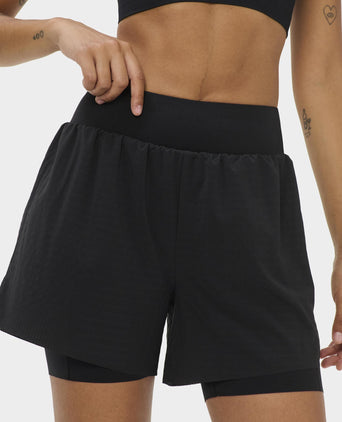 Power Texture Perforated Mesh Shorts - Black